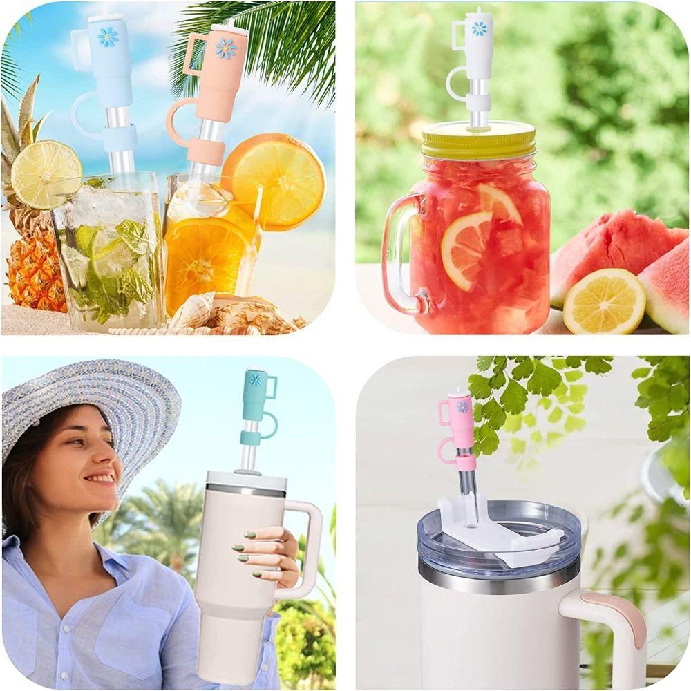 5PCS Cartoon Plugs Cover Silicone Straw Plug Splash Proof Reusable Drinking Caps Airtight for Stanleys/Cup Accessories/Bar