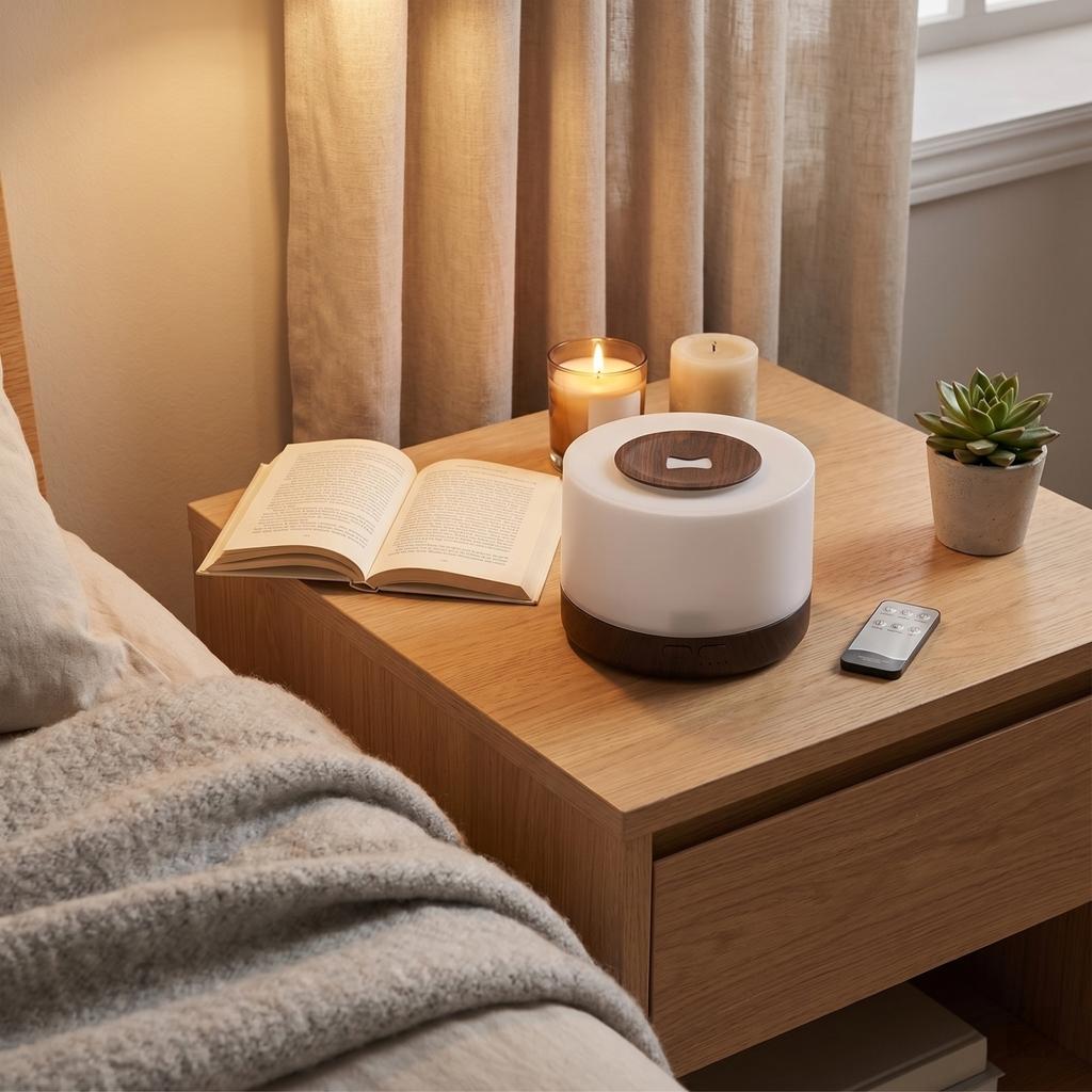 00ML Wood Grain Humidifier Remote 7 Color Light Purifier