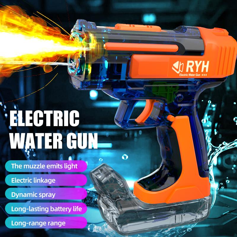 Electric Water Gun With Lights Continuous Firing Squirt Gun Outdoor Toy Watergun Mist Spray Water Pistol Children Toy Gun Gift