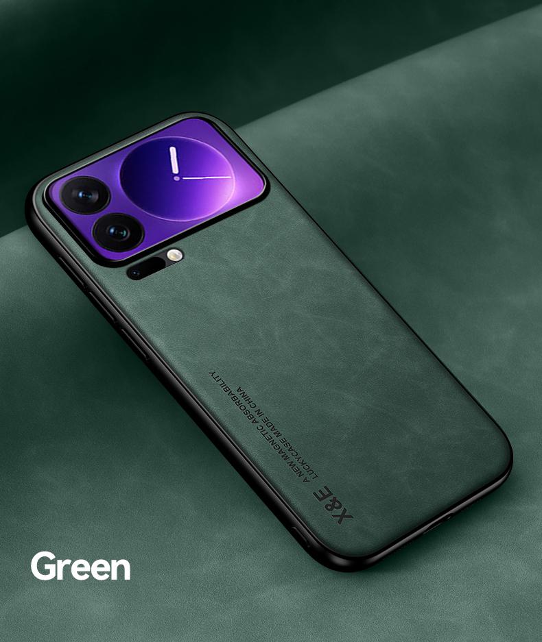 

Fashion Leather Funda for Xiaomi Mi 17 Pro Max 17Pro Case Ultra Thin Car Magnetic Protection Phone Cover Capa for Xiaomi 17 зелений