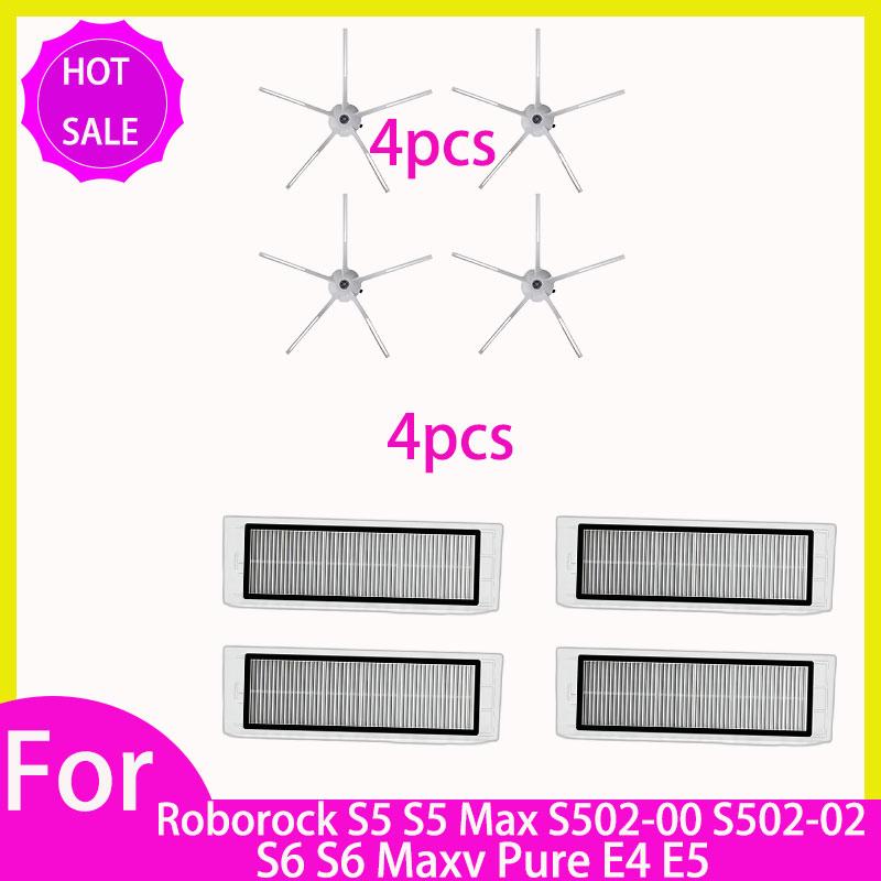 Hepa Filter Mop For Roborock S5 S502-00 S502-02 S5 Max S6 S6 MaxV S6 Pure E4 E5 Robot Vacuum Spare Parts Main Side Brush