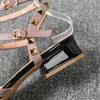 Summer High-heeled Women's Sandals Fashion  Design Pointed Rivet Red Casual Shoes Large Size 41-43