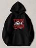Black Pullover Hoodie with Trust God Always Red White Graphic Print Religious Christian Faith Sweatshirt with Front Pocket for Cas