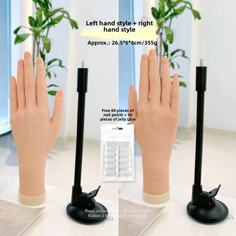 Novice Bendable Nail Simulation Practice Hand Silicone Nails Art Training Fake Hands Nail Plate Display Rack Soft