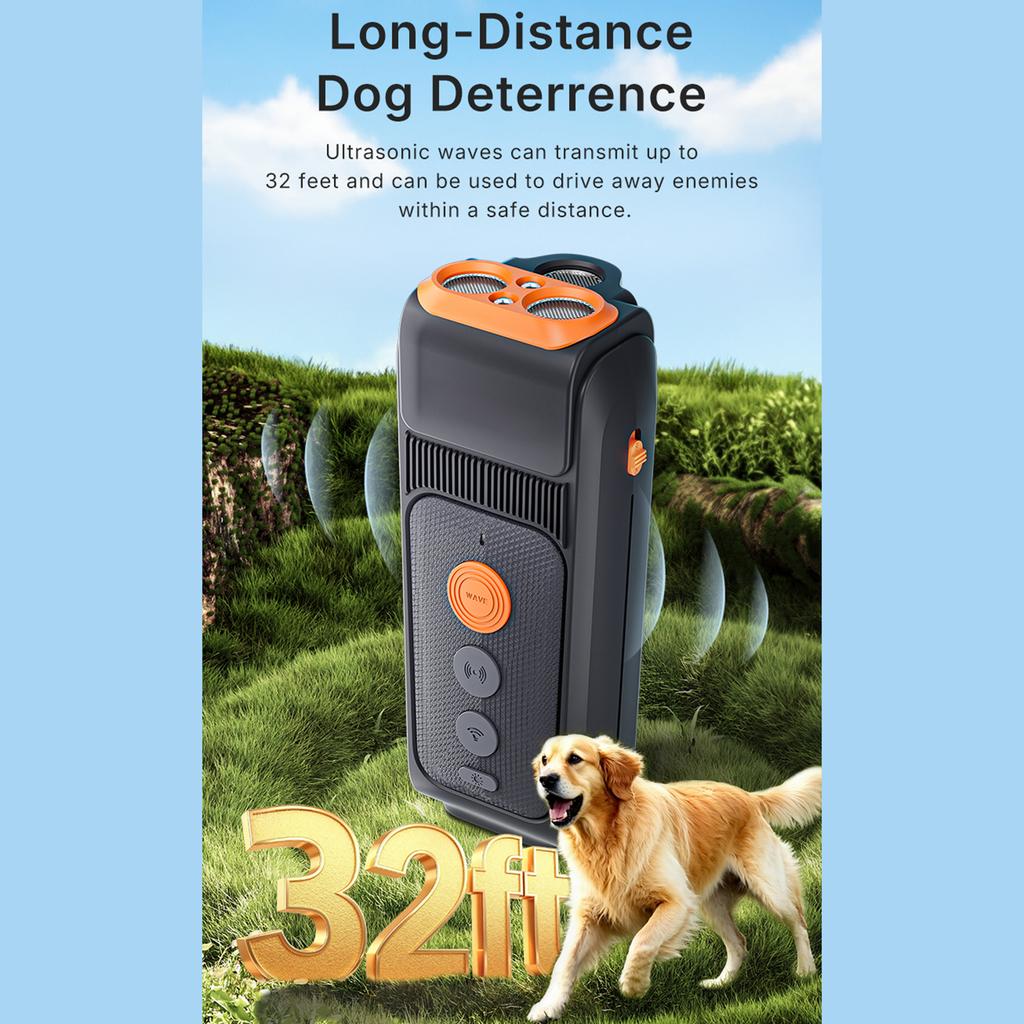 Dog Bark Deterrent Device Ultrasonic Dog Trainer 3 Modes 25KHz Enhanced Frequency 10M Range Rechargeable Battery