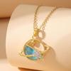 Locket-shaped Blue Planet Necklace Accessory for Women, Simple and Elegant Lockbone Chain Accessory for Women
