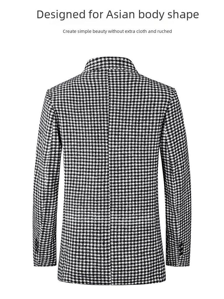 2024 Men's Slim Fit Plaid Jacket Suit - Korean Style, Casual Spring/Autumnwear