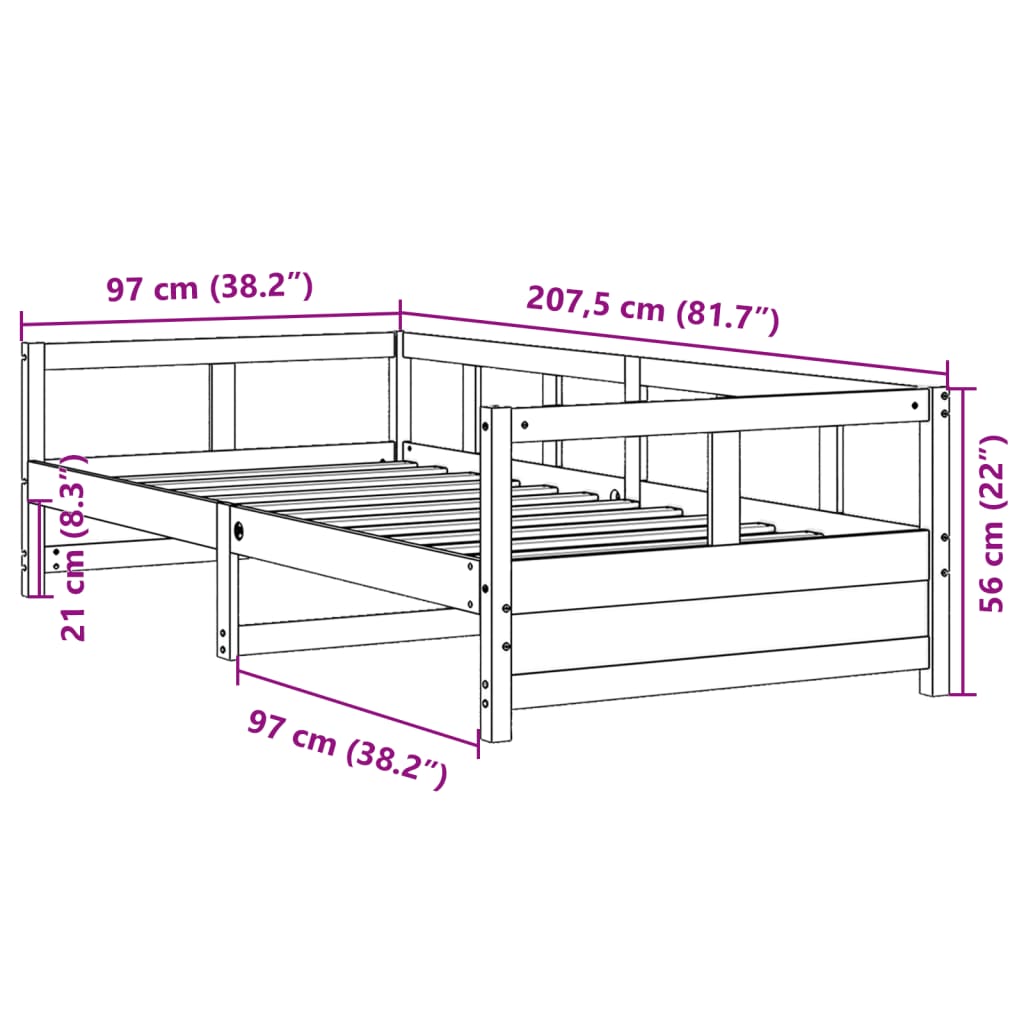 Daybed with Mattress Wax Brown 90 x 200 cm Solid Pine Wood