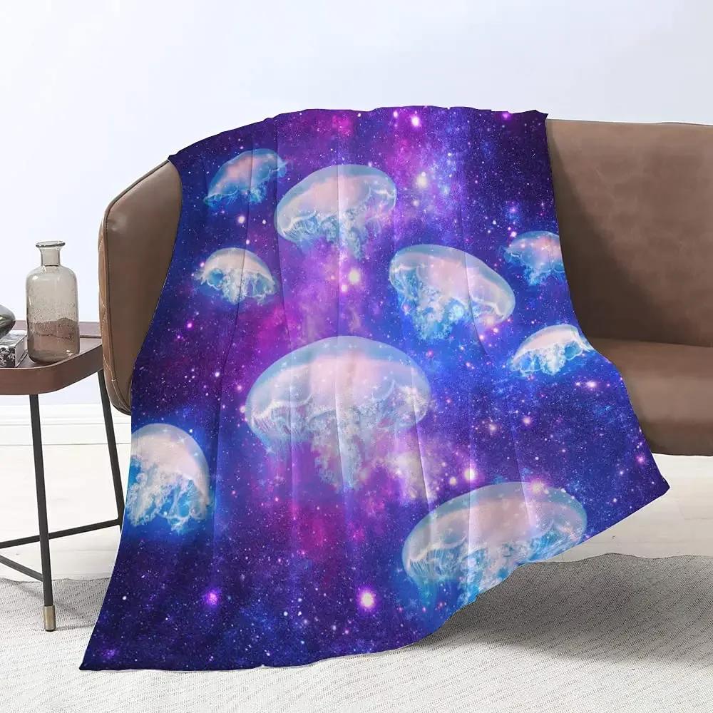 Undersea Blanket,Magic Glowing Jellyfish Underwater Blanket Soft Warm Blankets for Bed Couch Sofa Lightweight Travelling Camping