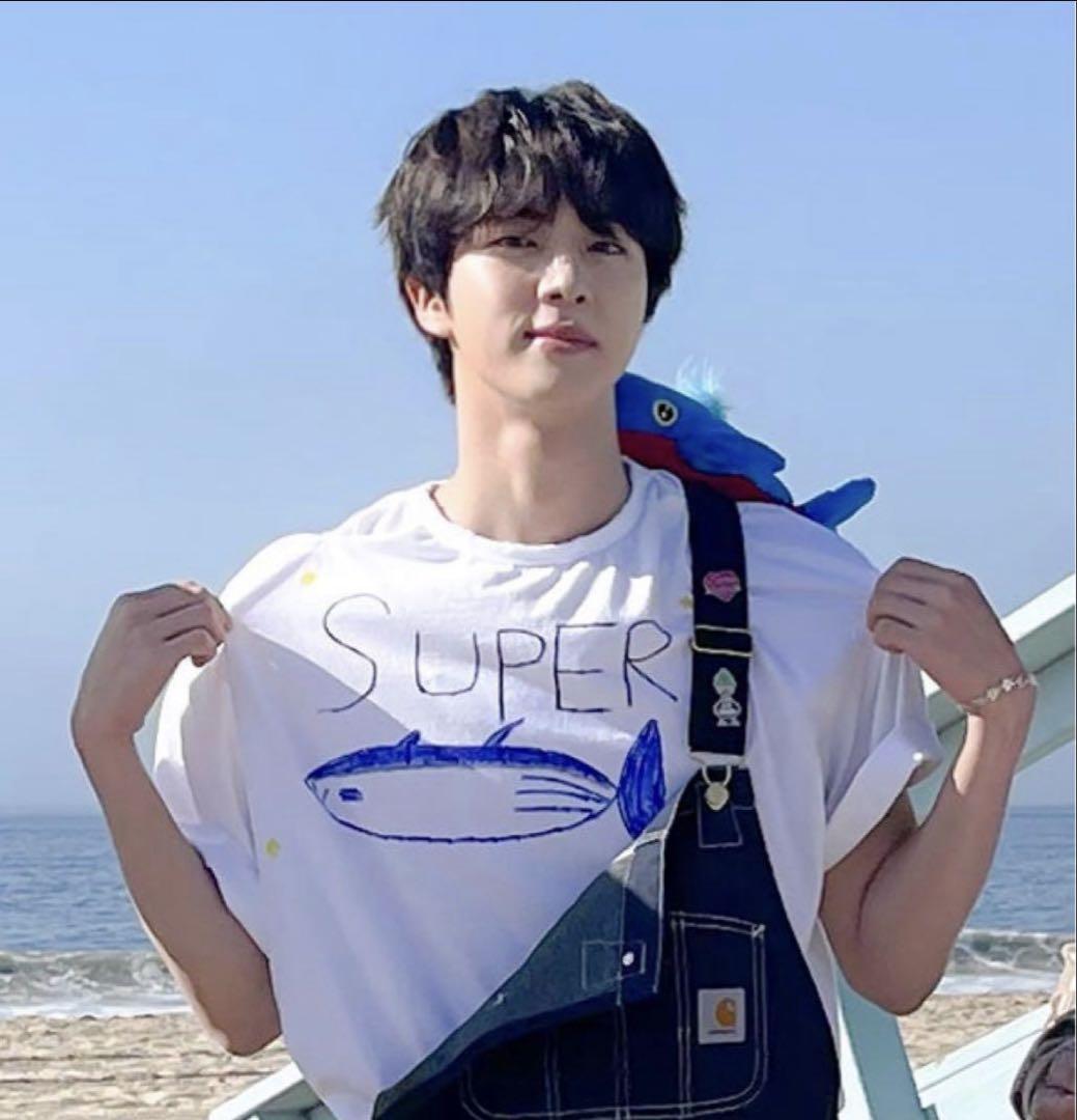 

[USED] BTS Bangtan Jin wears Super Tuna T-shirt apparel Chamchi