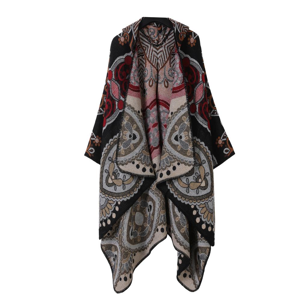 Heiß verkaufter Retro Kapuzenumhang Jacquard Schal Übergröße Kalter Umhang für Männer und Frauen