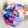 Stitch,Angel Stitch Themed Folding Umbrella, the Best Choice for Gift Giving, 8 Ribs, Casual, Durable, Lightweight and Portable Travel Umbre