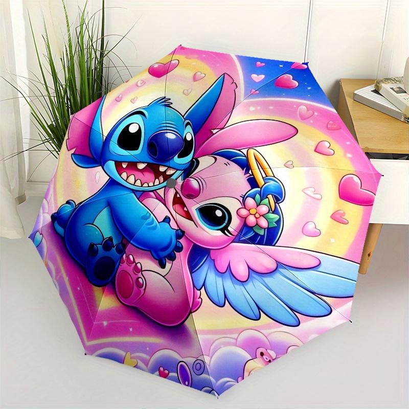 

Stitch,Angel Stitch Themed folding umbrella, the best choice for gift giving, 8 ribs, casual, durable, lightweight and portable travel umbre