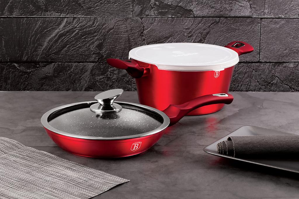 BERLINGER HAUS Metallic Burgundy Line BH-6779 3-piece pot set 24cm
