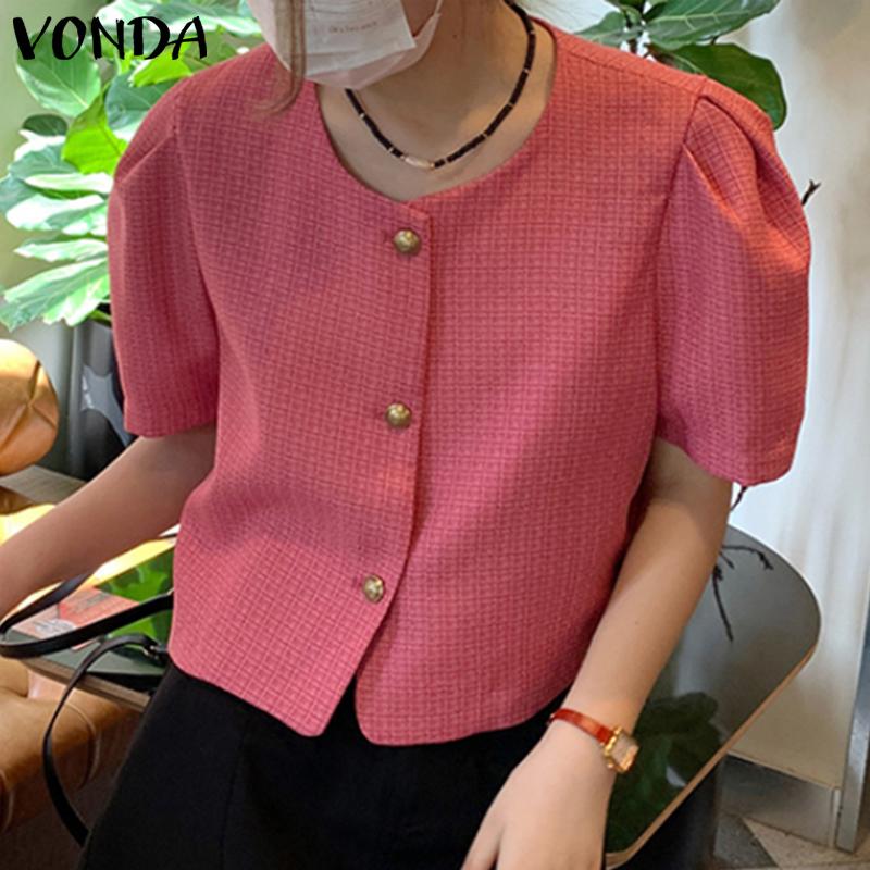

VONDA женская летняя однотонная куртка с круглым вырезом и короткими рукавами и пуговицами S