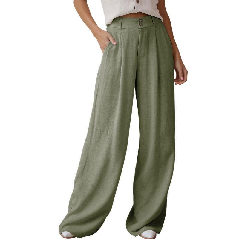 

Женские драпированные брюки свободного покроя с высокой талией и широкими штанинами XXL зелёный