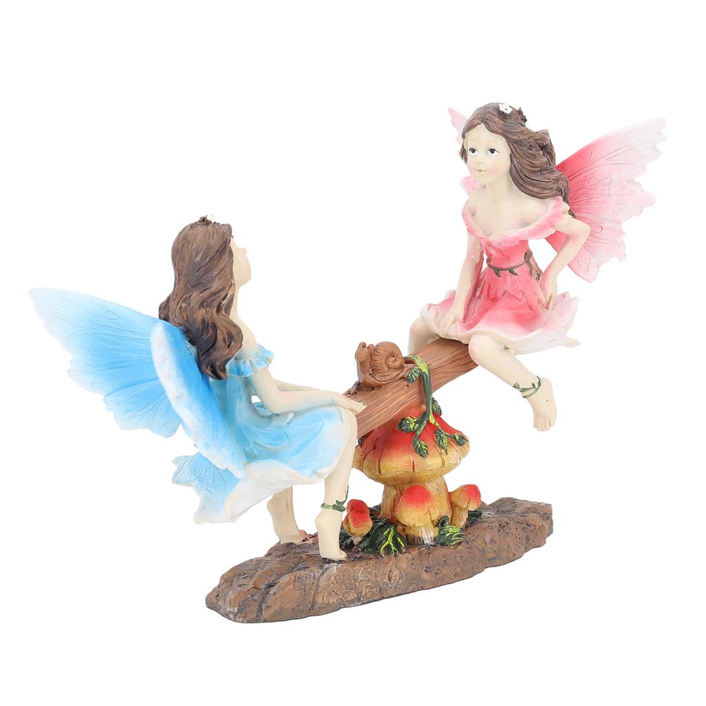 Fairy Statue Ornament Seesaw Figure Resin Realistic Figurine Decoration for Garden Home Living Room