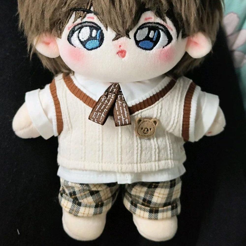 1 set Knitted Vest Cotton Doll's Clothes Plaid Shorts Plush Doll Clothes  Doll Accessories
