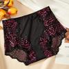 9089 Plus Size High Waist Lace Cutout Seamless Panties with Cotton Crotch