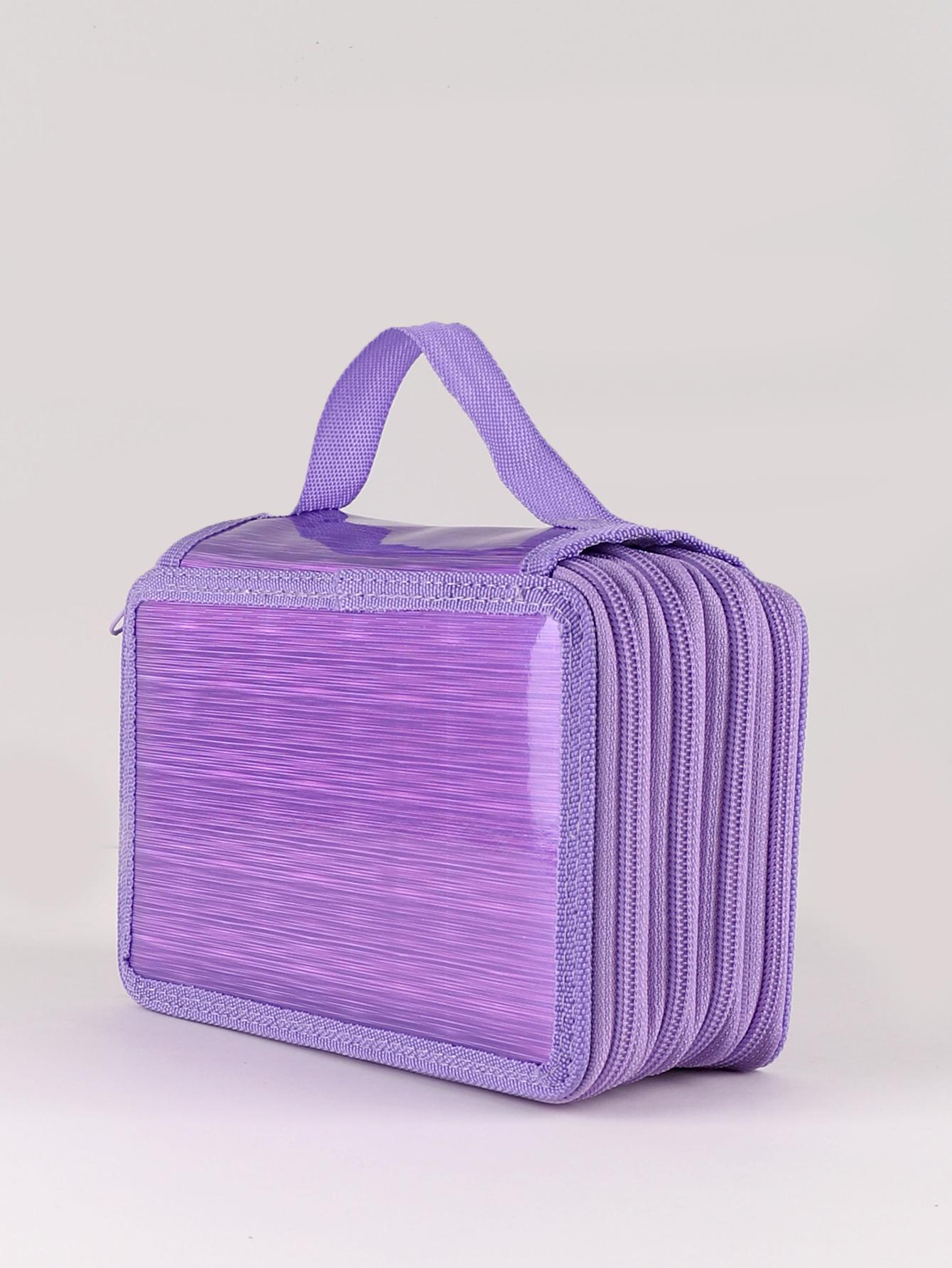 

Пенал из ПУ материала, четырехслойный дизайн, канцелярский бокс, пенал большой вместимости, обратно в школу, estuche, подарочный пенал фиолетовый