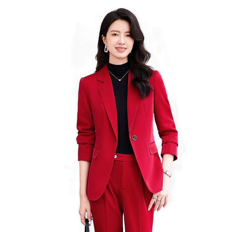 Zihong Red High-End Autumn/Winter Professional Commuter Suit