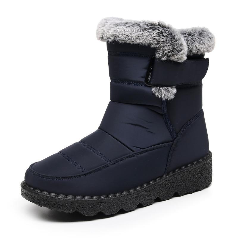 2025 New Arrival Cotton-Lined High-Top Insulated Women's Snow Boots with Velcro Closure Waterproof Women's Boots for Casual Wear