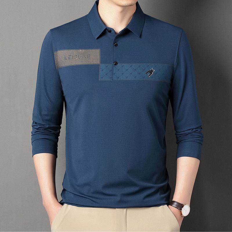 Long-sleeved T-shirts for Men, Thin, Autumn New Style, Printed Loose T-shirts for Young and Middle-aged Men, Business Men's T-shirts