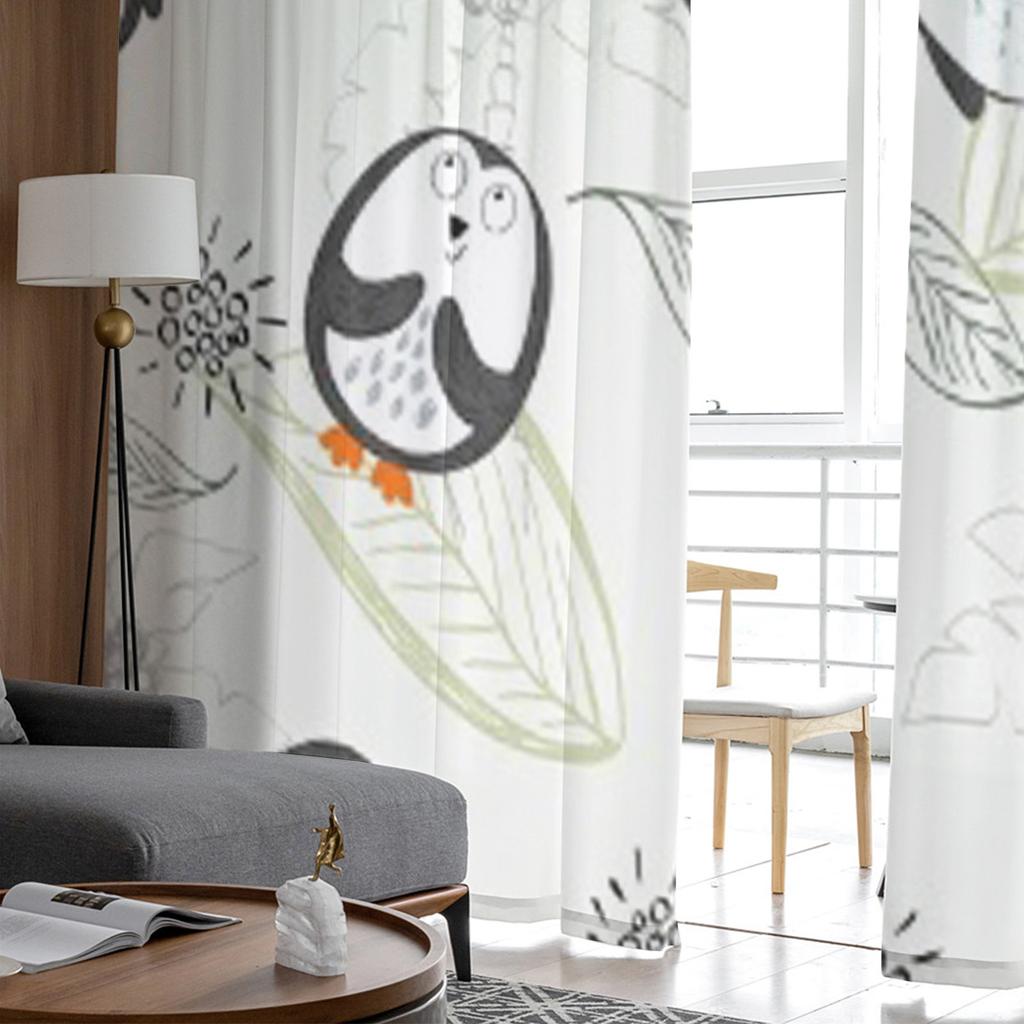 Penguin Cartoon Tulle Sheer Window Curtains For Living Room The Bedroom Modern Chiffon Voile Organza Curtains Decor Drapes