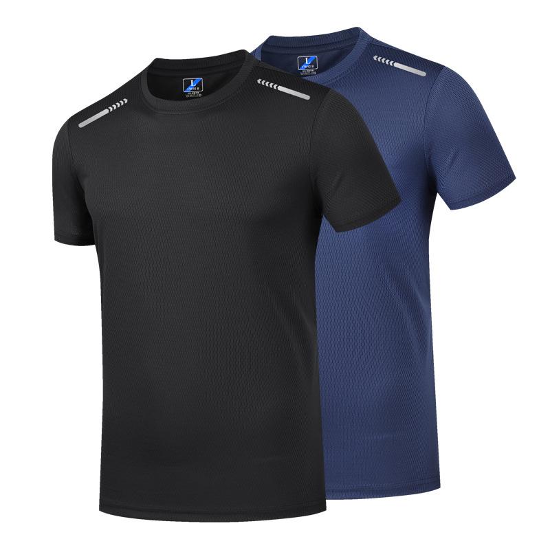 Ice Silk Men's Short Sleeved T-shirt Men's Summer Mesh Youth Breathable T-shirt Sports Quick Drying T-shirt
