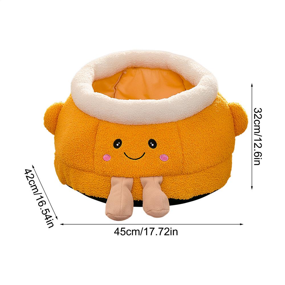 

Enclosed Cat Bed Soft Cute Orange Shaped Pet Furniture Cat Tent Bed For Outdoor Winter Travel Car Camping Desk Bedside Window S