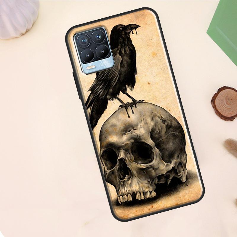Skull Crow Flower Case For Realme C75 C63 C61 C55 C51 C53 C35 C65 C67 C71 11 12 13 14 15 Pro Plus GT6 GT7 Pro