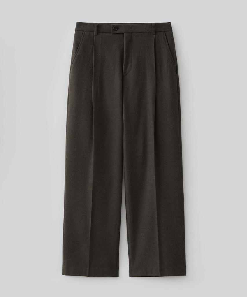 FABREGAT Rich Wool Blend Wide Slacks (Khaki Brown)
