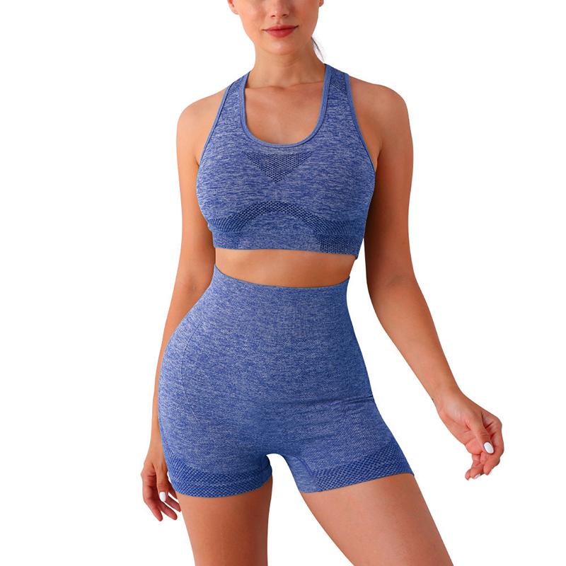 Sports and Fitness Tank Top Shorts Two-Piece Set of Tummy-Tucking Breathable Elastic Hip-Lifting Peach Trousers Quick-Drying Yog