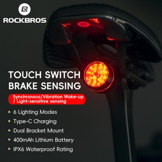ROCKBROS Rechargeable Bike Tail Light-20Hrs IPX6 Waterproof, 6 Modes,Quick