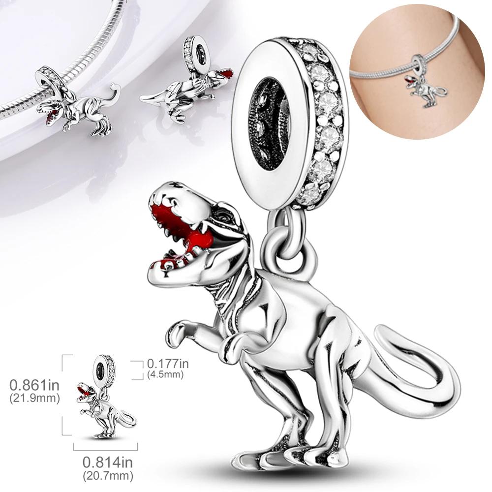 Copper Jurassic T-Rex Flying Dragon Charm Pendant Beads Fit Original Bracelet For Women Jewelry Making