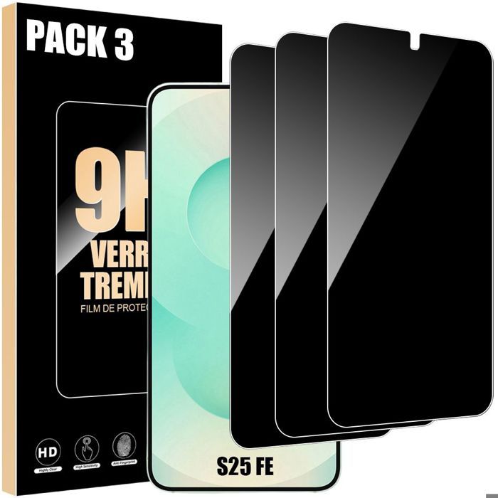 Protection Verre Trempé Anti-espion pour Samsung Galaxy S25 FE - BOOLING - Lot de 3 Antichoc