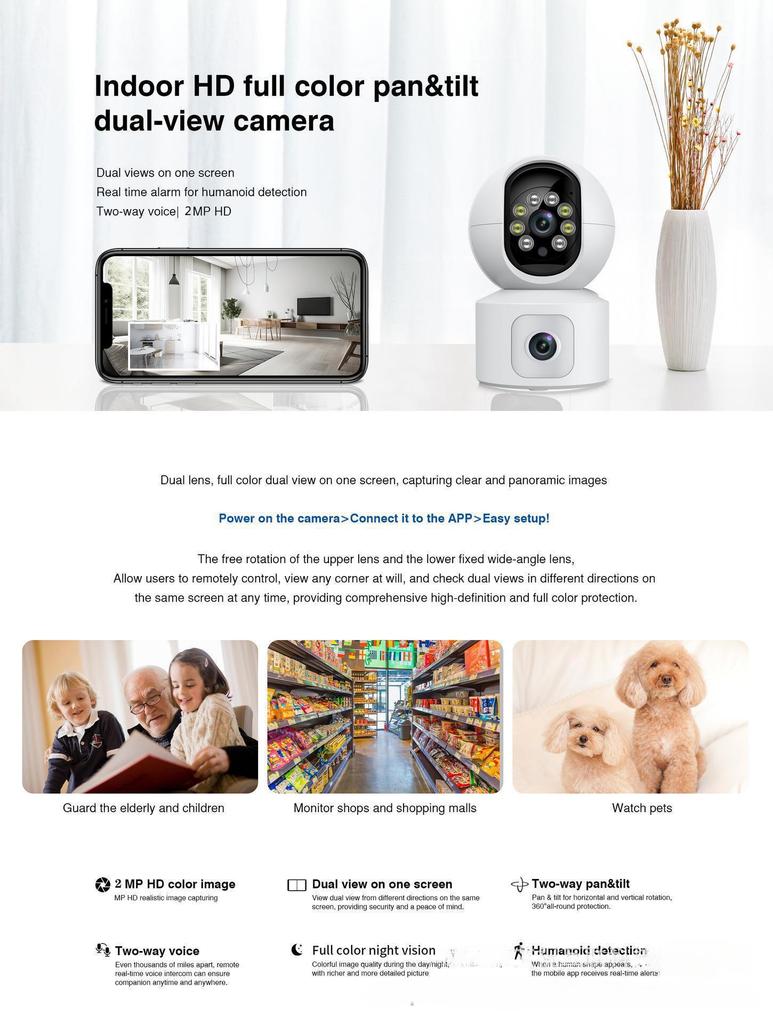 Xiaoying Indoor 360° Wireless Dual-Lens Binocular Camera with Remote Monitoring