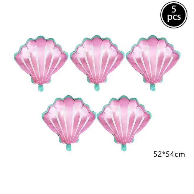 5pcs/set Mermaid Tail Shells Balloons Under the Deep Sea Mermaid Theme Party Decorations Baby Shower Girl Birthday Party Favors