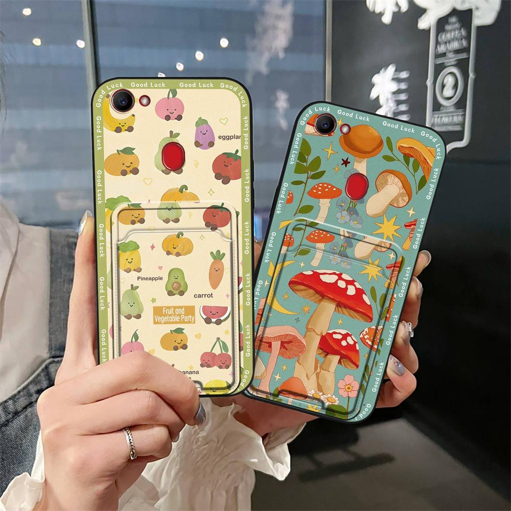 Cartoon Card Slot Phone Case For OPPO F7 Back Cover TPU Protective Anti-knock Cute Card Bag Soft Case Dirt-resistant