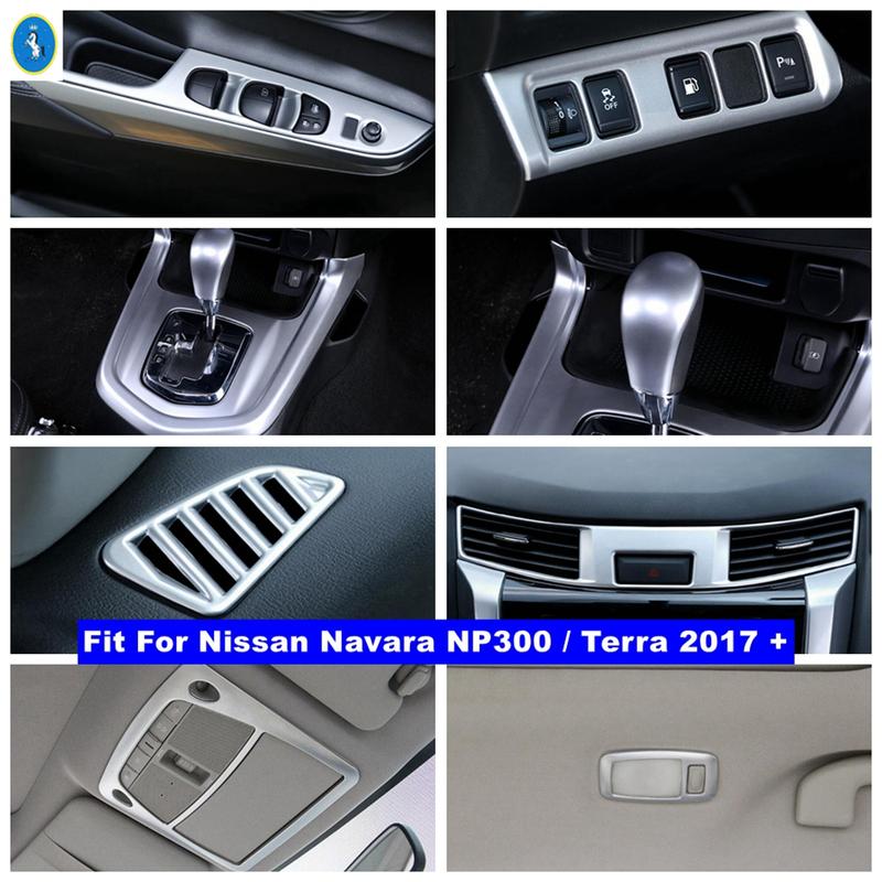 Matte Car Air AC Outlet Vent / Gear Box / Window Lift Panel Accessories Cover Trim For Nissan Navara NP300 / Terra 2017 -
