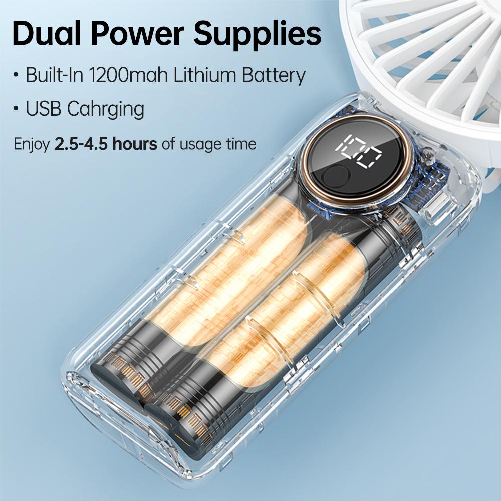 Portable Fan Mini Handheld Electric Fan Support 5 Adjustable Wind Speed Silent Operation Power by