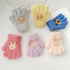 Bear Cartoon Pattern Gloves Rabbit Knitted Mittens Thicken Baby Fluffy Gloves  Kids