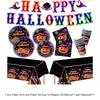 Thickened Neon Pumpkin Disposable Tableware Set Eco-friendly No Sagging Halloween Party Dinnerware Kit Waterproof