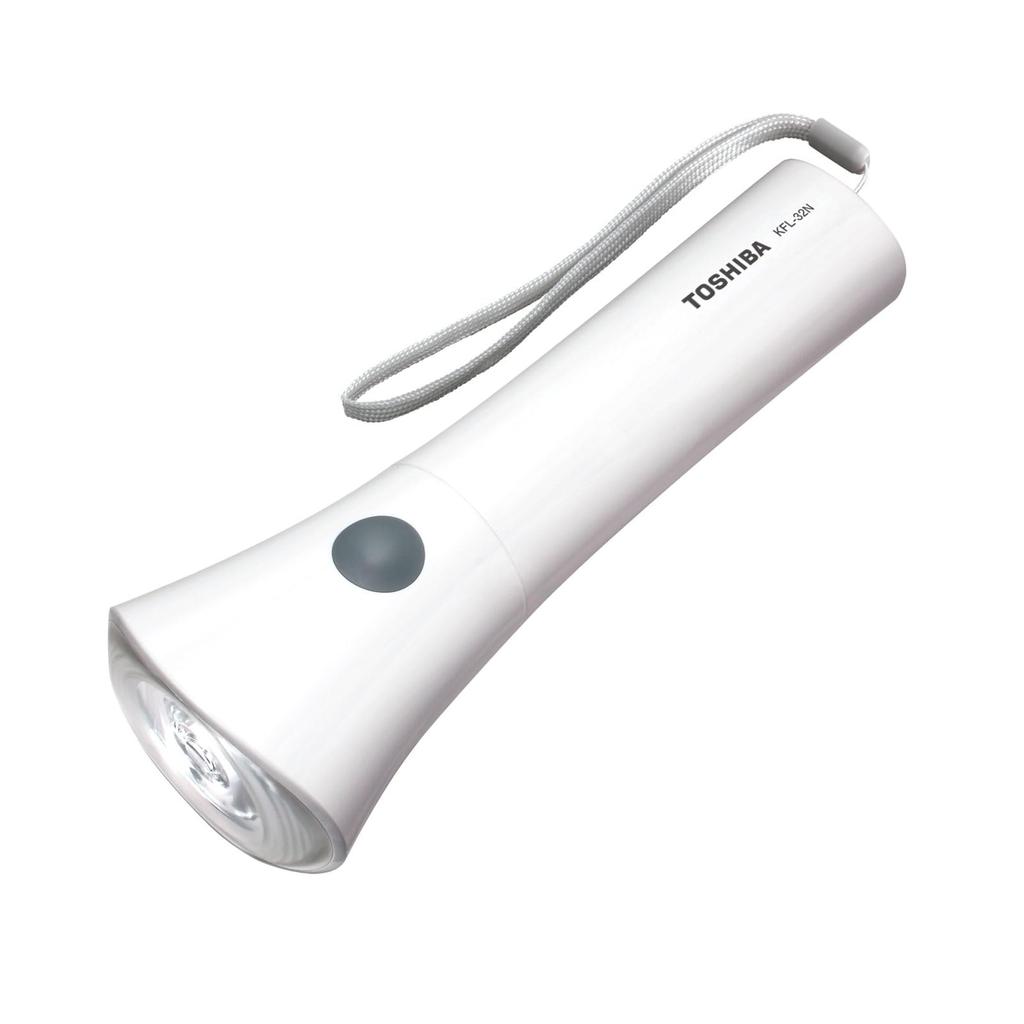 TOSHIBA LED Curved Lens Design to Prevent Automatic Strap Uses 2 AA ECO Flashlight, Water-resistant (JIS IPX2), Power-Off, Included, Batteries,