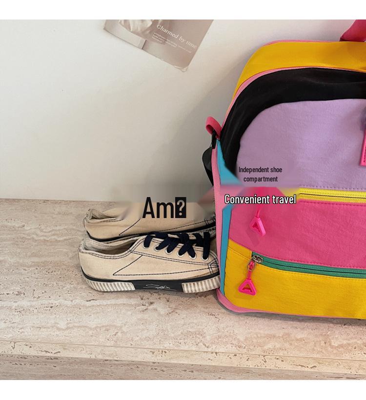 Women's High-End Color Block Fitness and Travel Bag - Large Capacity, Handheld, Perfect for Commutes and Business Trips