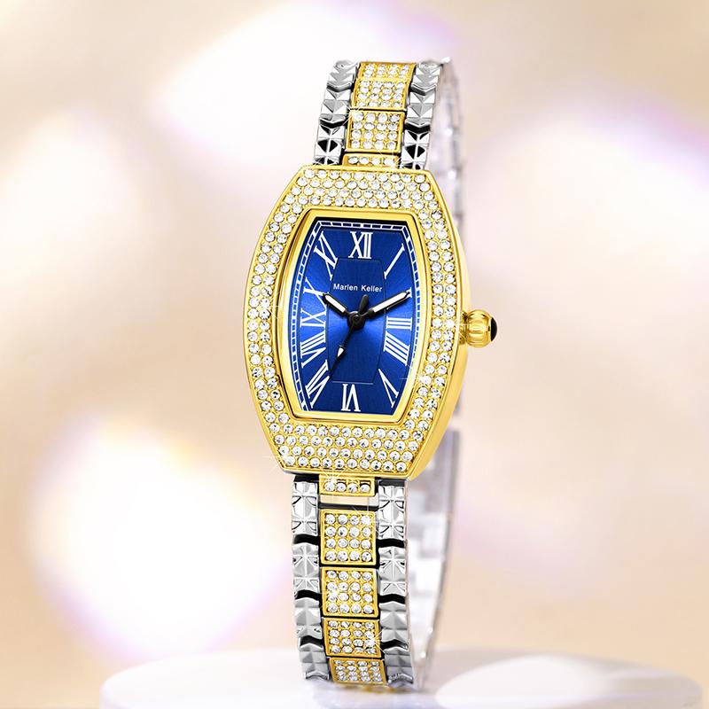 Tonneau Full Diamond Luxury Women Watches Quartz Fashion Ladies Bracelet Wristwatch Females Gifts Relogio Feminino