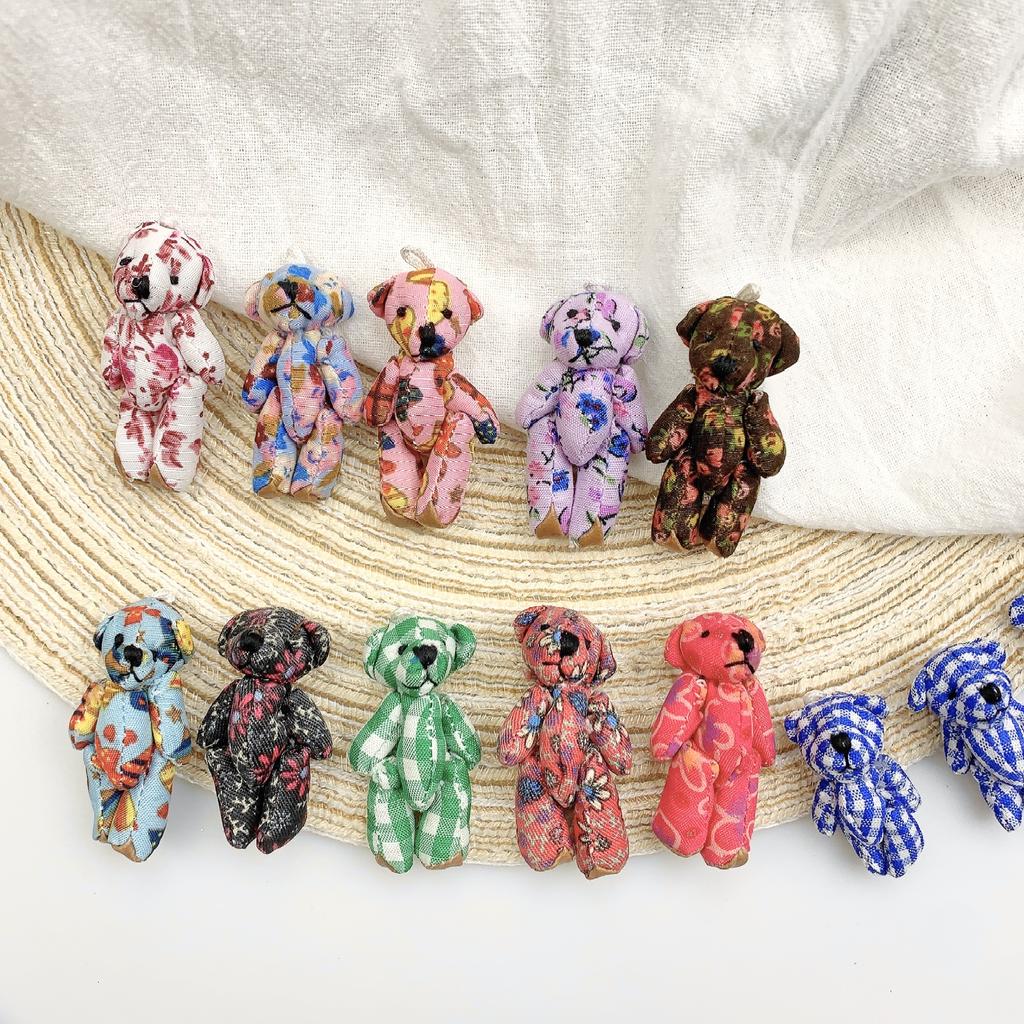 5 Adet Mini Teddy Ayıcık Peluş Oyuncaklar 4cm Küçük Ayı Eklemli Doldurulmuş Oyuncak 4 Eklemli Hareketli Hayvan Peluş Bebek DIY Kolye Noel Hediyesi