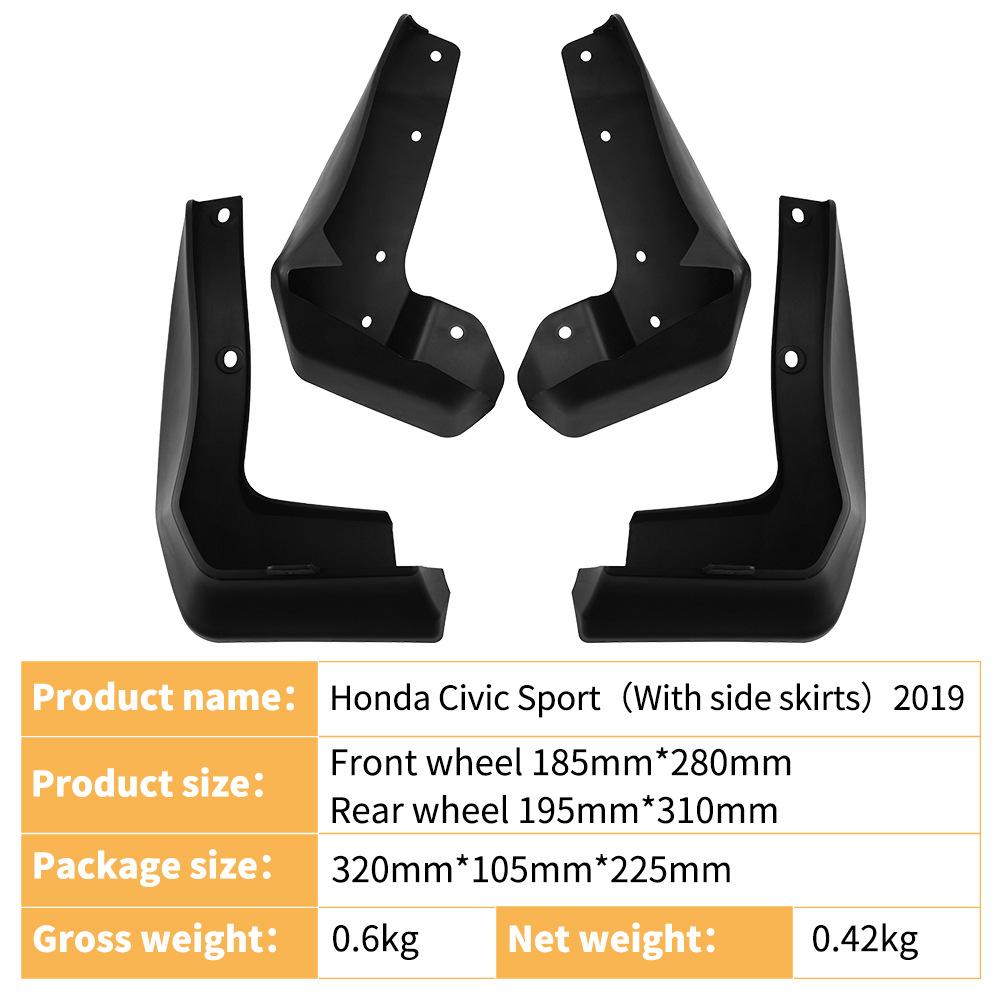 Mudflaps Mudguards for Honda Civic Sports Version with Side Skirts 2019 Mudguards Tire Fenders Mud Flaps Wheel Accessories