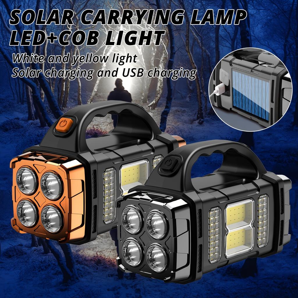 Solar Portable Light Outdoor Emergency External Strong Light Charging L Flashlight USB Dual Light Source Camping Exploration