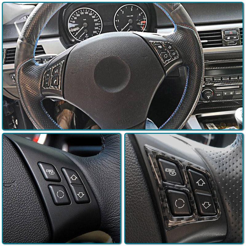 Carbon Fiber Car Center Console Gear Control Button Panel Frame Trim Stickers For BMW 3 Series E90 2005-2012 Accessories